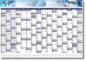 year planner with 16 columns of months for 2015